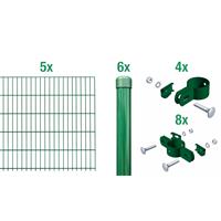 Doppelstab-Gittermatten-Grundset 1000mm, grün 6/5/6, 2m, Rundpfosten