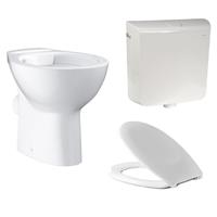 Grohe Bau Stand WC Tiefspüler Klo Toilette mit Baltic Sitz Deckel Geberit Spülkasten