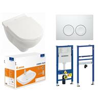 Geberit / Villeroy & Boch WC Set O.Novo Duofix Basic mit Waschtisch Armatur weiß