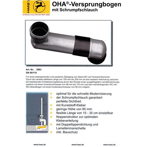 Haas WC-Versprungbogen DN90/110 waagerecht Nr. 3983
