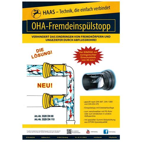 Haas Rattenstop Fremdeinspülstopp DN90 Nr. 3328