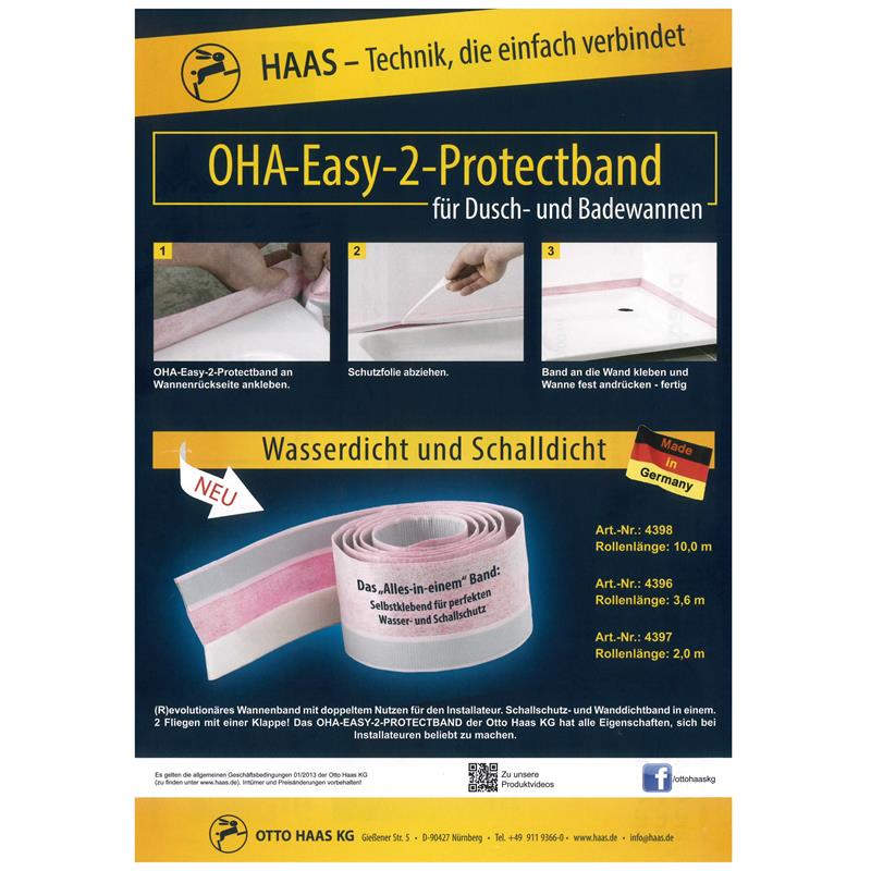 HAAS 4396 OHA Easy2 3,6 Meter Fugendichtband Schallschutz für Dusch-Badewanne 