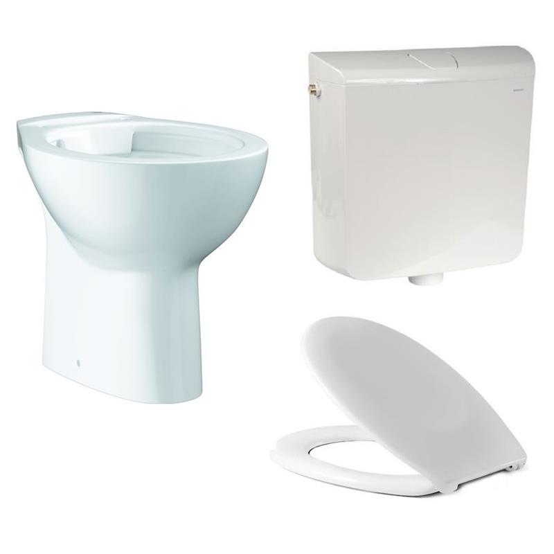 GROHE Bau Keramik Spülrandlosese Stand WC Toilette mit Deckel Spülkasten Geberit 